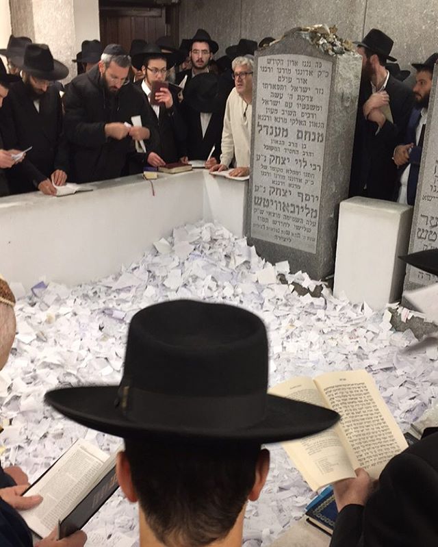 before Rosh Hashanna we pray by the gravesite of the Rebbe. Visiting the gravesite expresses respect for the departed, shows that their memory has not been forgotten, and reinforces one's connection to them.

It is considered a great merit to pray at the gravesite of a loved one and that of a great Torah sage, for we are taught that a portion of the soul is always present at the gravesite.

Throughout Jewish history, in times of need, trouble or distress, people would go to a Jewish cemetery and pray to G‑d, invoking the merits of the deceased and requesting that they intercede in the Heavens, and carry the prayers to G‑d.

One also visits the gravesite to pray for the elevation of the departed soul.
