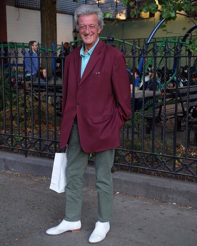 A cricket player visits New York in his Sunday best