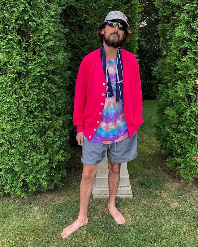 A few years ago I saw a dude in Paris idling on his bike between delivery runs and he was wearing swim trunks a white t and a cardigan and I was inspired. I finally got the ultimate summertime cardigan from nanamica. It’s got cool max and made with water repellent yarn! Not a heavy shvitzer but feels cool to wear it. Very Japanese to take a perfect cardigan and improve on it. American companies talk about innovation but they think we want clothing to talk to us or some dumb shit. This here is smart. In look and function.